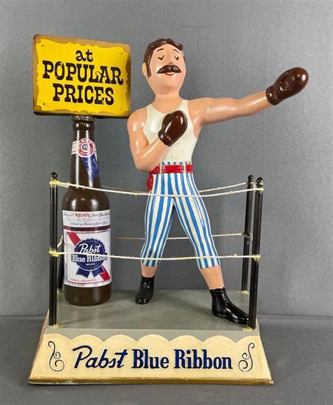 Vintage Pabst Blue Ribbon Display Metal Boxing Ring w/ Boxer